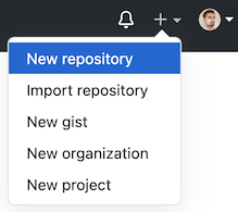 New repository button screenshot